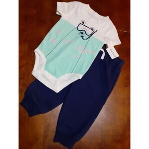 BABY BOYS CARTERS LITTLE BEAR SET 2 PCS NEW 12MONTHS ONESIS/PANTS